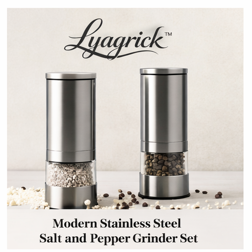 Lyagrick™ Modern Stainless Steel Salt and Pepper Grinder Set