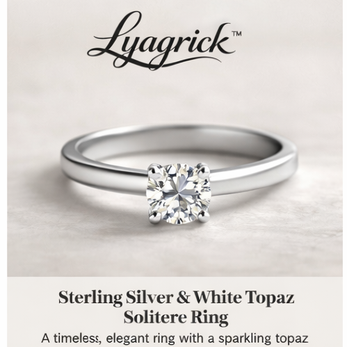 Lyagrick™ Sterling Silver & White Topaz Solitaire Ring
